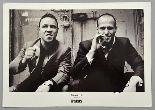 Snatch, Jason Statham & Stephen Graham signed 8 x 12 inch promotional photo/card.Provenance: This lo