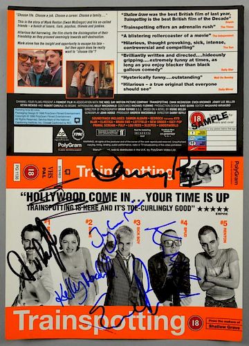 Trainspotting signed video cover, signed by Danny Boyle, Ewan McGregor, Robert Carlyle, Kevin McKidd