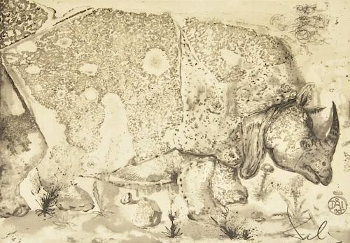 Salvador Dali 'Rhinoceros' Lithograph, Signed Edition