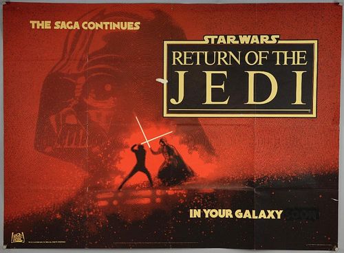 Star Wars Return of the Jedi (1983) Advance British Quad film poster, 20th Century Fox, folded, meas