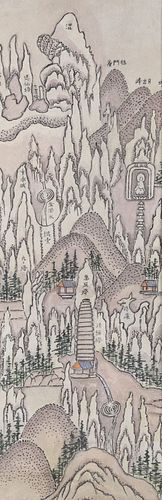 Antique Korean Painting of Diamond Mountain