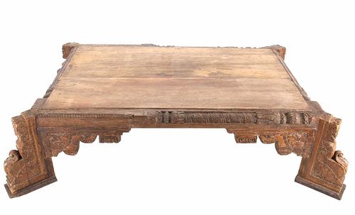 19th Century India Hand Carved Wooden Dining Table