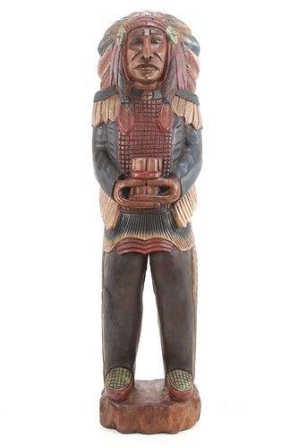 Large Cigar Store Indian Wood Carving Life Sized