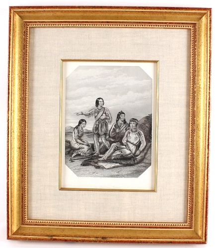 C. 1840's Fanny Corbaux Ojibwe Indian Etching