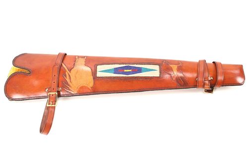 Crow Horse Hair Hitched Leather Rifle Scabbard