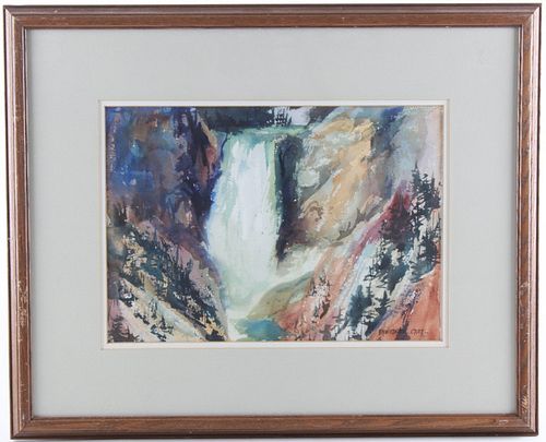 1987 Anniedeen Creel Yellowstone Falls Water Color