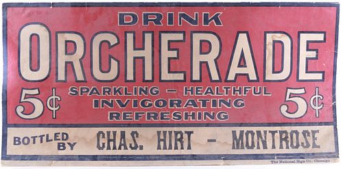Very Rare C. 1910 "Drink Orcherade" Sign