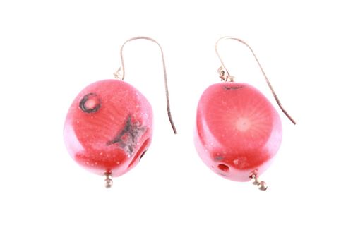 Navajo Red Branch Apple Coral Earrings