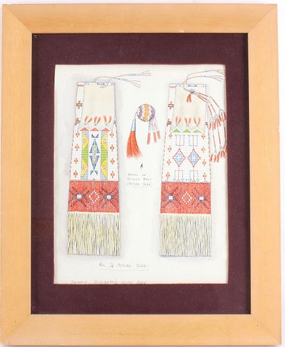 American Indian Pipe Bag Drawing by Denis Burdett