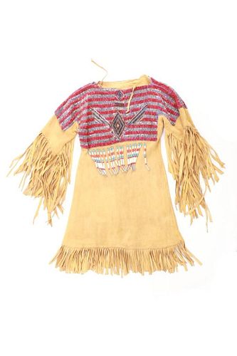 Nez Perce Bugle Wampum Beaded Hide Dress 1950's