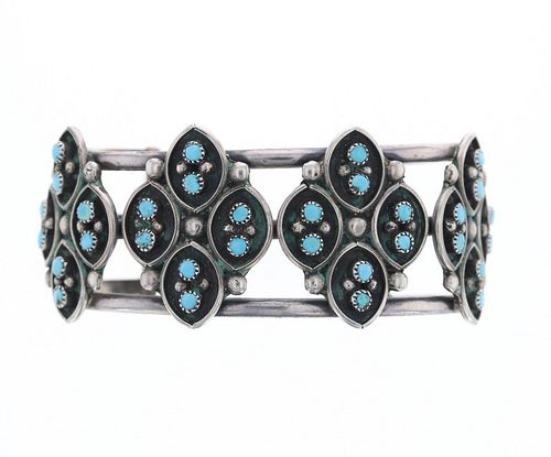 Navajo Old Pawn & Petite Point Turquoise Bracelet