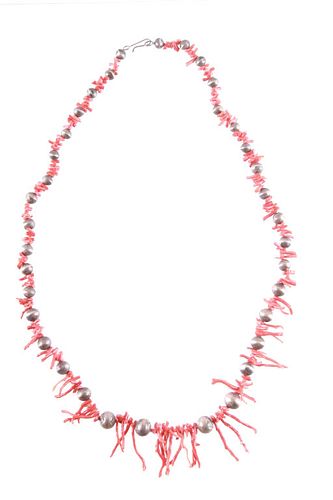 Navajo Red Branch Coral & Bench Bead Necklace