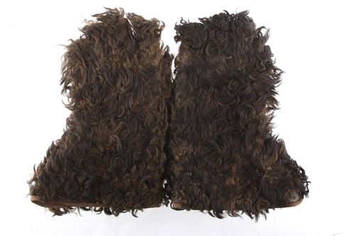C. 1870-1880 Buffalo Fur Leather Gauntlet Gloves