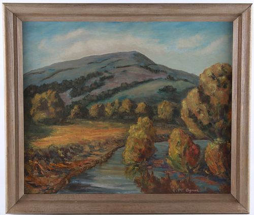 C.1910 Original Oil Landscape By C.M. Agner