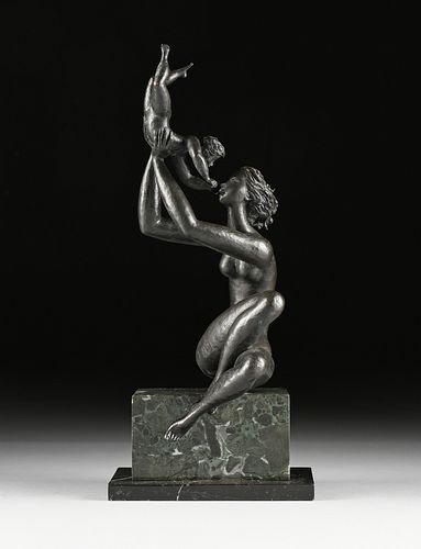 GARY CHOATE (American 20th Century) A SCULPTURE, "Mother and Child," 1974,