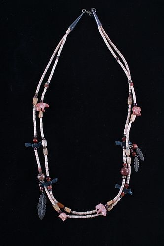 Navajo Sterling Silver Heishi Fetish Necklace