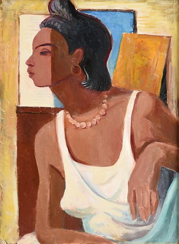 EDMUND D. KINZINGER (German/Texas 1888-1963) A PAINTING, "Portrait of a Woman," 20TH CENTURY,