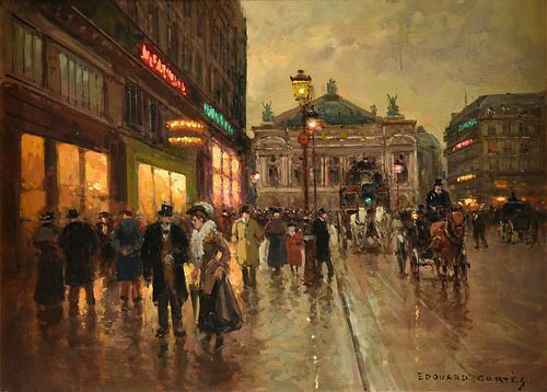 ÉDOUARD CORTÈS (French 1882-1969) A PAINTING, "Place d'Opera," 20TH CENTURY,