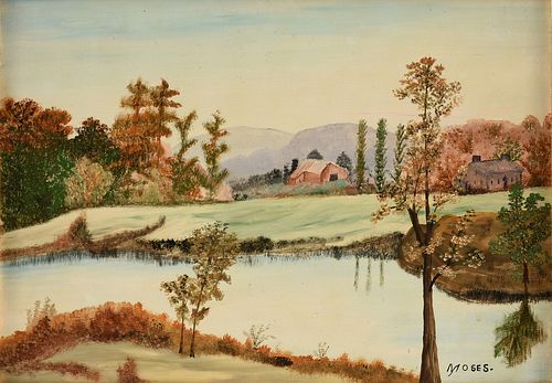 ANNA MARY ROBERTSON 'GRANDMA MOSES' (American 1860-1961) A PAINTING, "So Restful," AUGUST 16, 1946,
