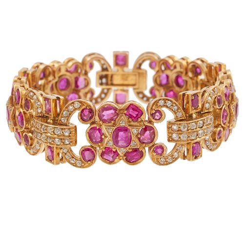 Burma Ruby, Diamond, 18k Rose Gold Bracelet