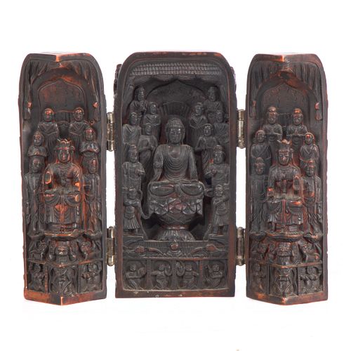 Buddhist Triptych Folding Shrine