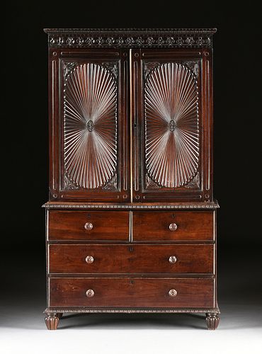 AN ANGLO INDIAN ROSWEOOD LINEN PRESS, LATE 19TH CENTURY,