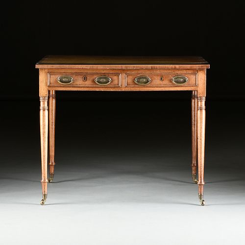 A GEORGE III LEATHER TOPPED MAHOGANY WRITING DESK, EARLY 19TH CENTURY,