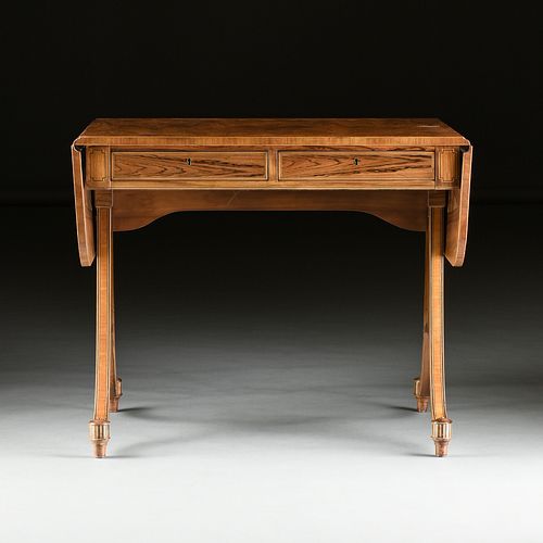 A BAKER REGENCY STYLE YEW WOOD DROP-LEAF SOFA TABLE, COLLECTOR'S EDITION, 20TH CENTURY,