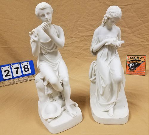 TRAY 2 PARIAN FIGURES 14"H + 13 1/2" COPELAND CRYSTAL PALACE UNION AND P. MAC DOWELL RA 1869