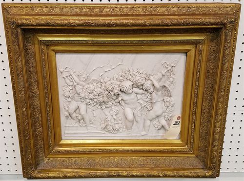 FRAMED MARBLE DUST & RESIN HIGH RELIEF PLAQUE 12" X 16"