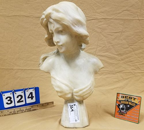 C 1915 MARBLE BUST OF A WOMAN 17"