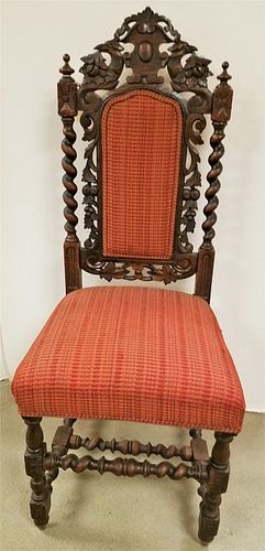 C1900 CARVED OAK CHAIR