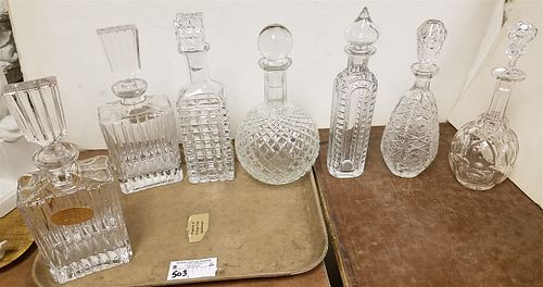 TRAY 7 CUT AND CRYSTAL DECANTERS
