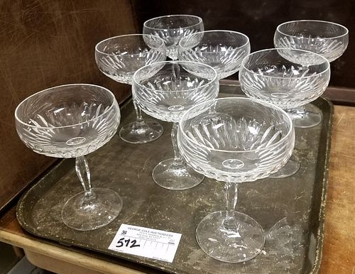 TRAY 8 CUT GLASS CHAMPAGNES