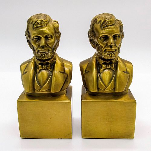 Pair Brass Bookends, Abraham Lincoln Bust