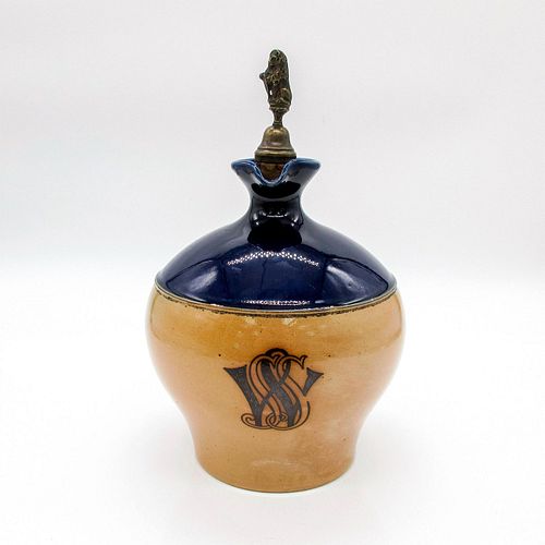 Doulton Lambeth Whiskey Flask with Stopper, Monogrammed