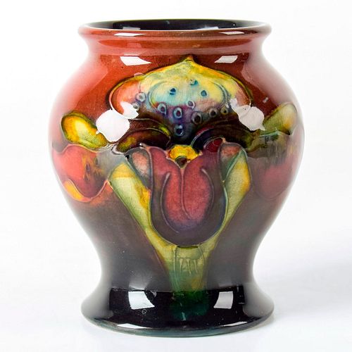 Moorcroft Pottery Flambe Small Vase, Orchid Pattern