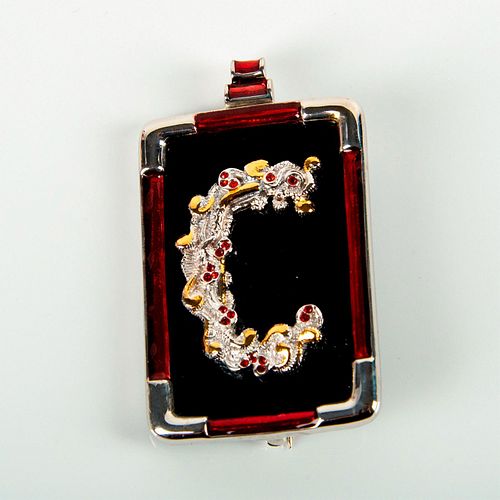Erte Art Jewelry, C The Letter Onyx Pendant / Brooch