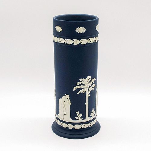 Wedgwood Jasperware Cobalt Blue Cylindrical Spill Vase