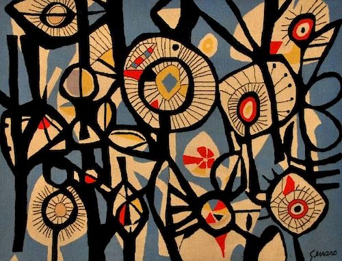 Large Genaro de Carvalho Abstract Tapestry