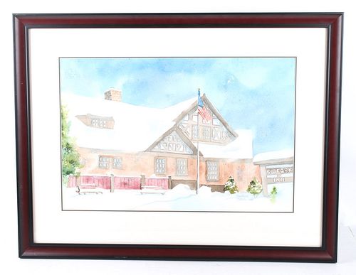 Bigfork Inn Montana Watercolor By Carlotta Barker