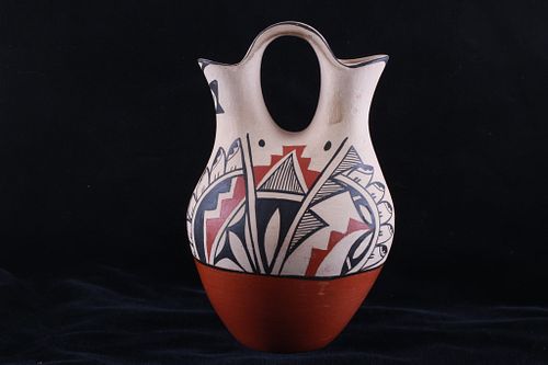 C. 1960's Jemez Pottery Wedding Vase by L. Tsosie