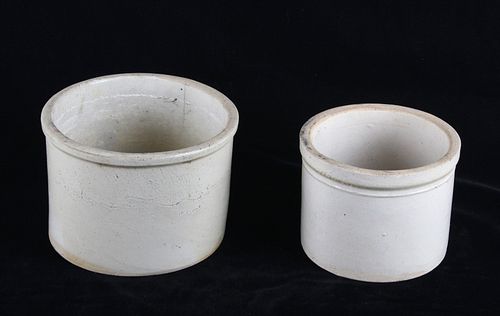 Early 1900's White Ceramic Stoneware Pottery Jars