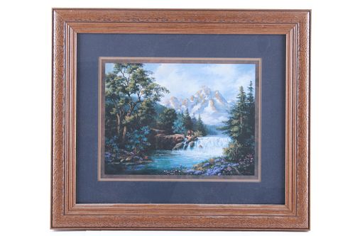 C.1970 Home Interiors & Gifts Grizzly  Framed Art