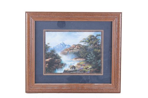 Home Interiors & Gifts Grizzly  Framed Art C. 1970