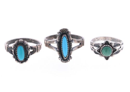 C. 1920-40's Navajo Old Pawn Turquoise Rings