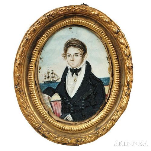 American School, Early 19th Century    Miniature Portrait of Captain Anthony Broome of New York
