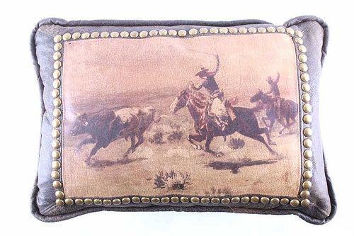 Double D Ranch Home Decorative Leather Pillow