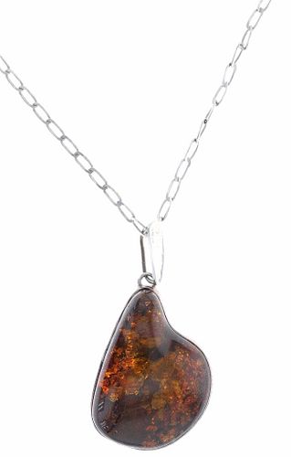 C. 1960 Amber & Sterling Silver Necklace