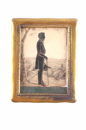 C. 1880 Lincoln Silhouette In Gold Plate Frame